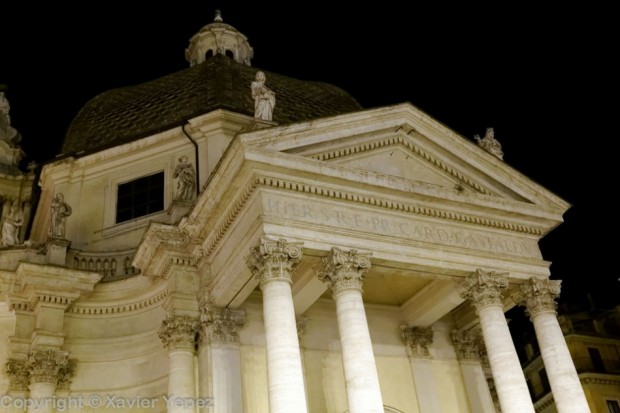 Facade for the church Santa Maria in Montesanto in Piazza del Popolo, Rome, Italy