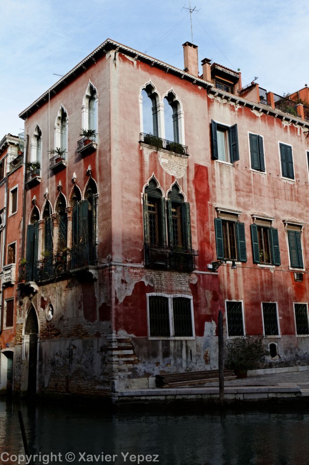 An old house with bright colors in Venice, Italy