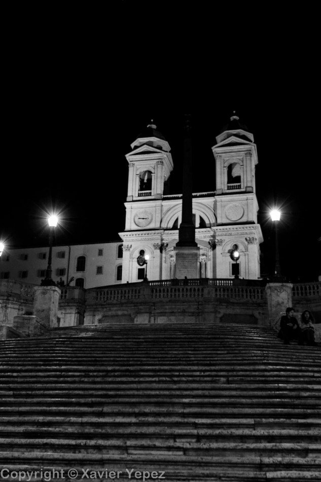 The Spanish steps, almost empty, an unusual view, since it is almost always packed full of people.