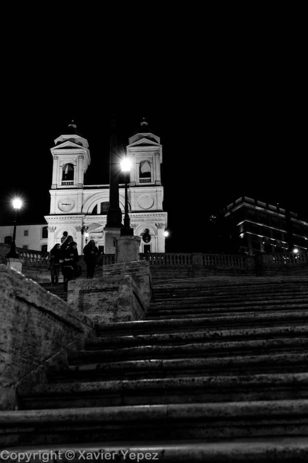 The Spanish steps, almost empty, an unusual view, since it is almost always packed full of people.